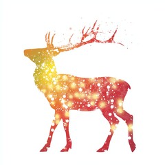 Beautiful silhouette of a deer with colorful sparkles and lights, evoking a magical feel.