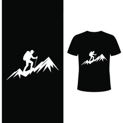 Silhouette of a hiker ascending a mountain peak