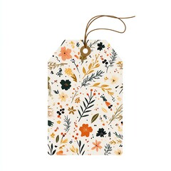 Charming floral tag featuring vibrant blossoms and delicate leaves.