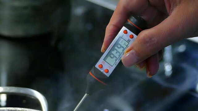 Water temperature reading on the device.