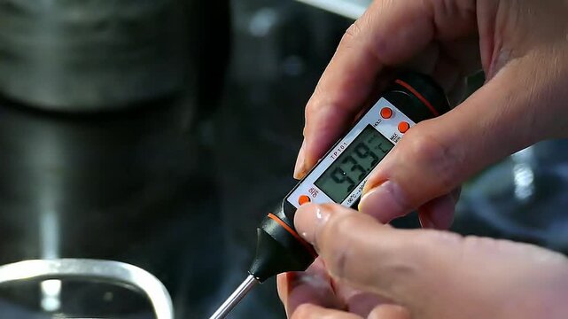 Water temperature reading on the device.