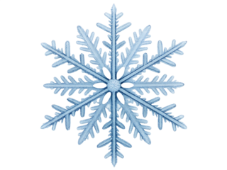 Intricate blue snowflake isolated on transparent background