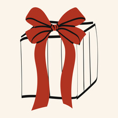 Colorful gift box with a big red bow on a light background showcasing a festive design for any occasion