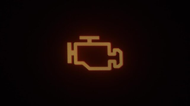Check Engine Light Warning on Car Dashboard. 3D render animation