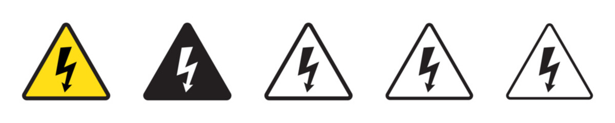 High Voltage Sign with Lightning and High Voltage Icon for Alert and Electrical Hazard Warnings