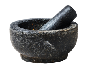 Stone mortar and pestle isolated for grinding spices