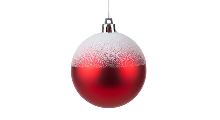 Red Christmas Bauble Ornament with Snow on a Gradient Background