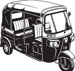 Black and White Auto Rickshaw Vector Illustration