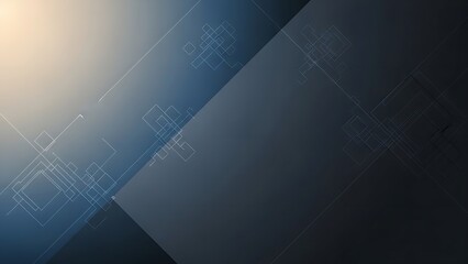 Abstract design featuring geometric shapes and lines on a gradient blue background
