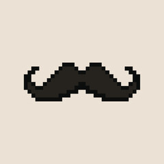 Obraz premium Mustache icon in pixel art style. Vector illustration. 8 bit logo for game