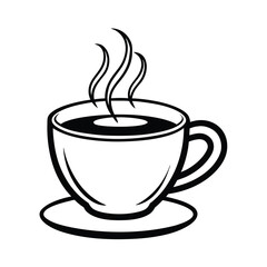 Iconic vector illustration of a hot coffee mug with steam, perfect for a cafe or breakfast beverage symbol