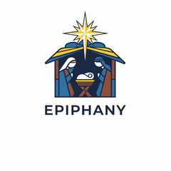 Nativity Scene with Star and Epiphany Text.