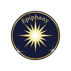 Epiphany Star Symbol in Gold and Blue Circle.