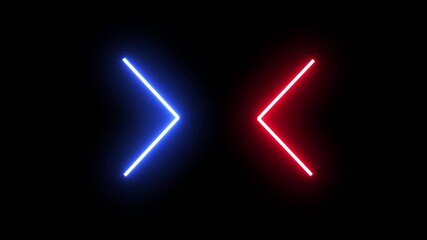 Blue and Red neon arrow animation on black background. Futuristic glowing directional lights for tech, interface, and motion graphics. - Powered by Adobe