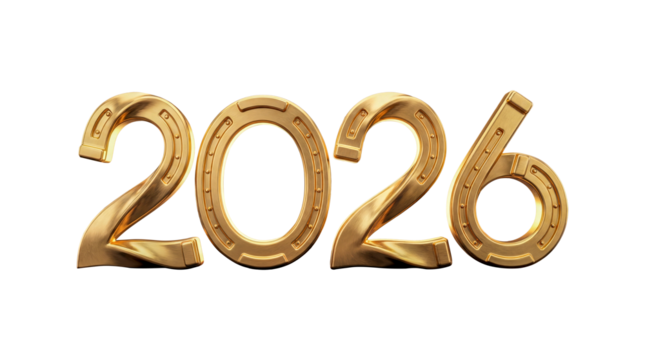 Golden Metallic 2026: Elegant, Futuristic Design on Black Background, Symbolizing New Year Celebrations, Success, and Future Prosperity.