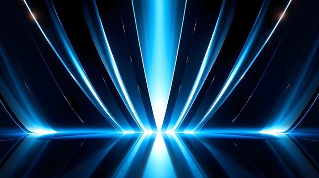 Blue abstract background with glowing stars and light effects