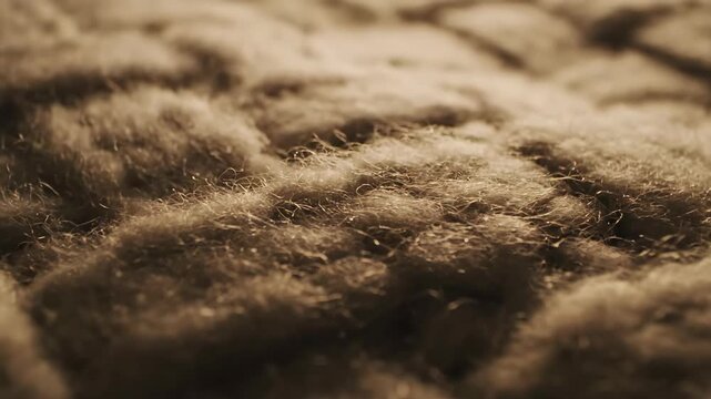 Close-up of brown wool surface, abstract soft material texture.