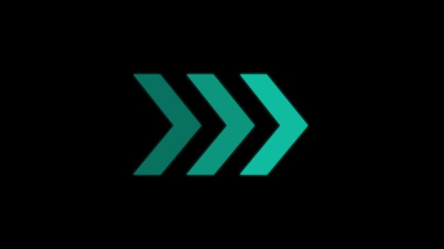 Right-directional arrow loop animation. Animated arrows for the overlay video layer. 4k animation video.