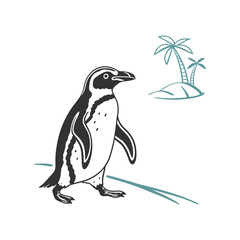 Simple Penguin With Palm