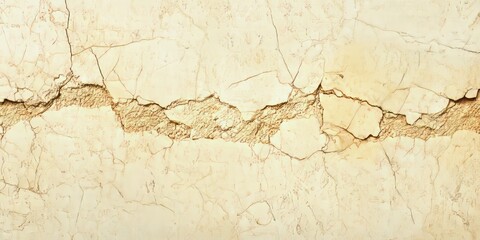 Obraz premium Tan Textured Stone Wall with Deep Cracks, Grunge Elements and Architectural Background Design Detail