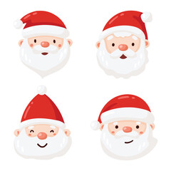 Cute Santa Claus Faces Collection
