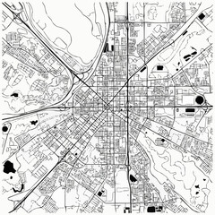 Fototapeta premium Minimalist black and white city map illustration with roads.