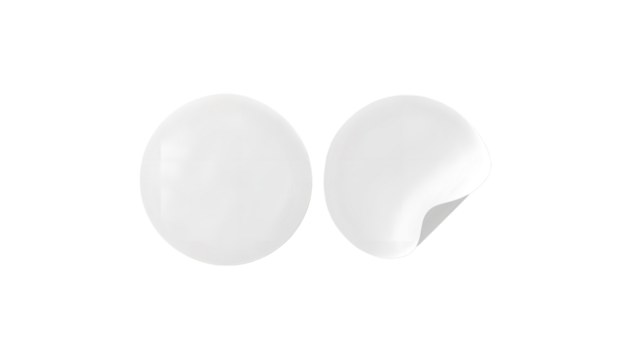Blank white round sticker mockup set isolated, circle tags, price tags, labels. realistic paper patches with peel off corner. 144 characters