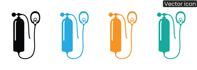 Medical oxygen equipment icons offer visual clarity for emergency protocols, healthcare guidelines, and safety manuals. Use for informative graphics, educational materials.