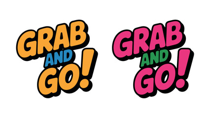 Two grab and go logos with different color schemes on white background
