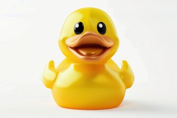 Cheerful yellow rubber duck toy smiling expression happy bath time friend on transparent background