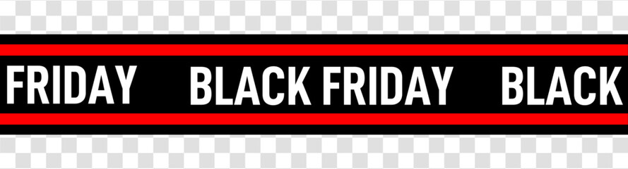 Black Friday sale background white copy space. Crossed ribbons and stripes with text on transparent background