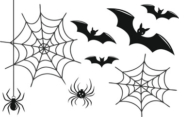 Vector illustration of a black tribal tattoo spider with a floral leaf pattern design