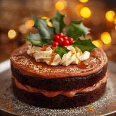 Christmas celebrating the best time and season of the year with wrapped gifts, cakes and champagne 