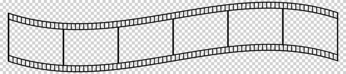 Obraz premium film strip icon used for videography elements, cinema reel. Filmstrip with frames, photo and videos for camera. Old white and black film tapes of 35mm. Realistic film strip on white background.