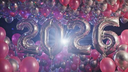 New Year's Eve 2026 Party Celebration with Disco Ball and Balloons