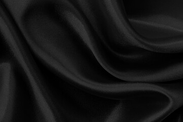 Black grey fabric texture background, detail of silk or linen pattern.