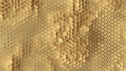 Dynamic geometric wooden pattern 3D render
