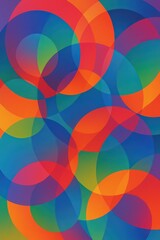 Obraz premium Dynamic abstract composition of overlapping translucent circles in vivid colors, creating a sense of movement, rhythm, and modern visual harmony for creative design.