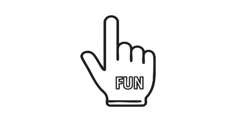 Obraz premium Number one fun hand thin line icon, baseball game concept. Vector graphics. Parallon hand with index finger, fun attribute sign on white background, style icon mobile or web design.