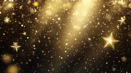 Radiant Golden Stars Gleaming Ambiance, Festive Shimmering Abstract Luxury Design for Celebrations