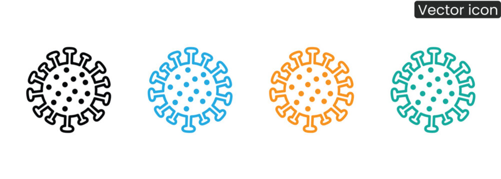 Modern coronavirus icons in vibrant colors, ideal for health education materials, pandemic awareness, and medical content. Promote safety and hygiene effectively.