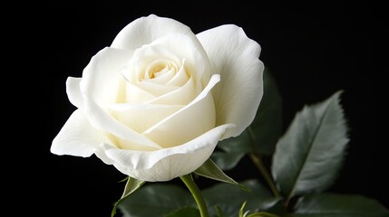 Fototapeta premium Close-Up of a Single White Rose in Full Bloom