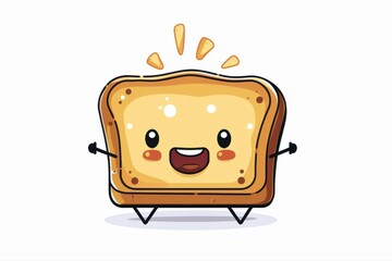 Adorable Toast Character Graphic Happy Smiling Bread Slice Mascot Kids on transparent background