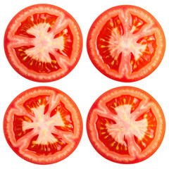 Sliced tomatoes isolated on transparent background