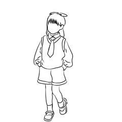 School Girl Line Art Illustration
​
