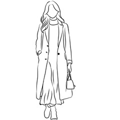 Woman in Coat Line Art Illustration
​

