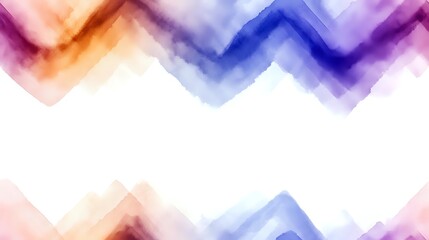 Watercolor zigzag pattern with purple, blue, and orange hues on white background, creating a soft geometric border design for stationery or digital projects.