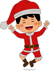 Cartoon Boy character celebrating Christmas