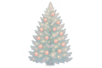 Pastel christmas tree with pink baubles and glowing lights