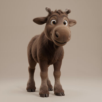 Cute 3D Baby Moose &ndash; Adorable Cartoon Forest Animal